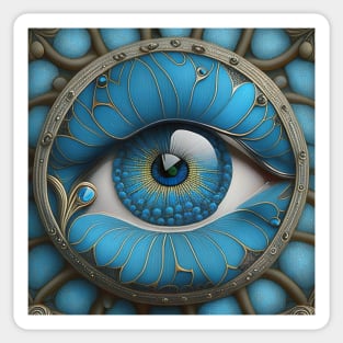 [AI Art] Eye Of Forget-Me-Not, Art Deco Style Sticker